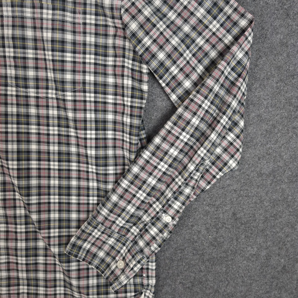 J.Crew Mens Medium Plaid Button Down Shirt Black White Gray Long Sleeve Cotton - Picture 4 of 11